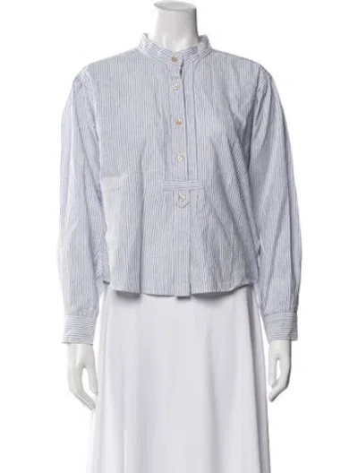 Pre-owned Isabel Marant Étoile Striped Long Sleeve Button-up Top In White