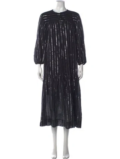 Pre-owned Isabel Marant Étoile Striped Midi Length Dress In Black/metallic