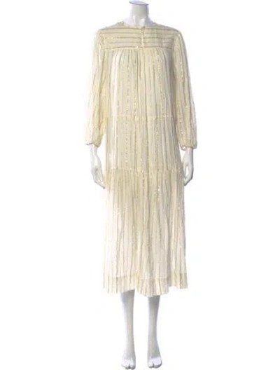 Pre-owned Isabel Marant Étoile Striped Midi Length Dress In Gold/white