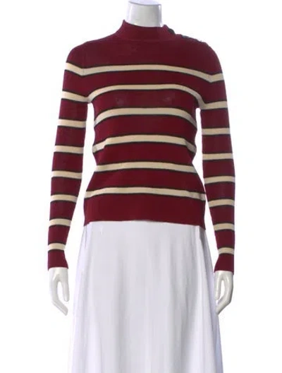 Pre-owned Isabel Marant Étoile Striped Mock Neck Sweater In Burgundy