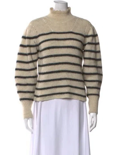 Pre-owned Isabel Marant Étoile Striped Mock Neck Sweater In White
