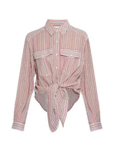 Isabel Marant Étoile Isabel Marant Etoile Nath Tie-up Striped Cotton Voile Shirt In Pink