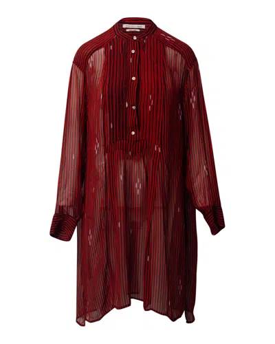 Isabel Marant Etoile Striped Shirt Dress In Multicolor Viscose In Red