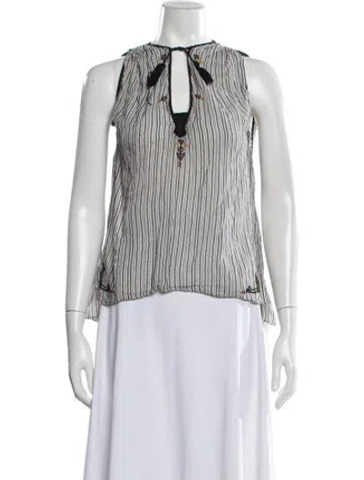 Pre-owned Isabel Marant Étoile Striped Tie Neck Top In Blue/neutrals