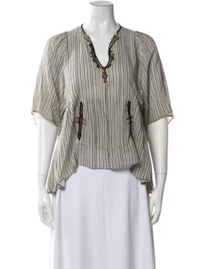 Pre-owned Isabel Marant Étoile Striped V-neck Blouse In Black