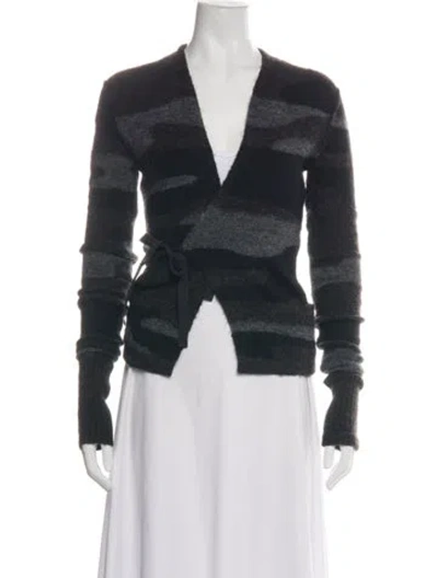 Pre-owned Isabel Marant Étoile Striped V-neck Sweater In Black