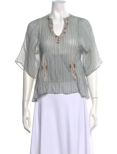Pre-owned Isabel Marant Étoile Striped V-neck Top In Blue