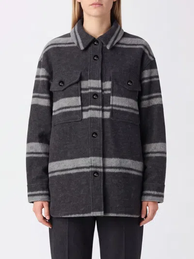 Isabel Marant Étoile Isabel Marant Etoile Striped Wool-blend Shirt Jacket With A Relaxed Fit In Gray