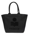 Isabel Marant Étoile Structured Black Cow Leather Tote With Subtle Logo In Black