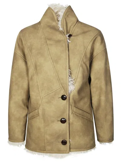 Isabel Marant Étoile Structured High-collar Coat With Shearling Lining In Multi