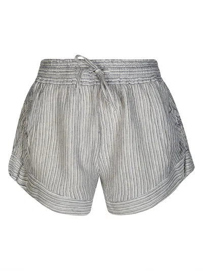 Isabel Marant Étoile Thaliany Striped Cotton Drawstring Shorts In Gray