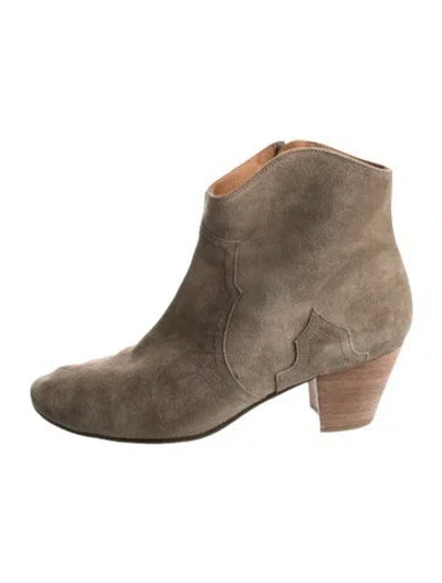 Pre-owned Isabel Marant Étoile Suede Colorblock Pattern Western Boots In Neutral
