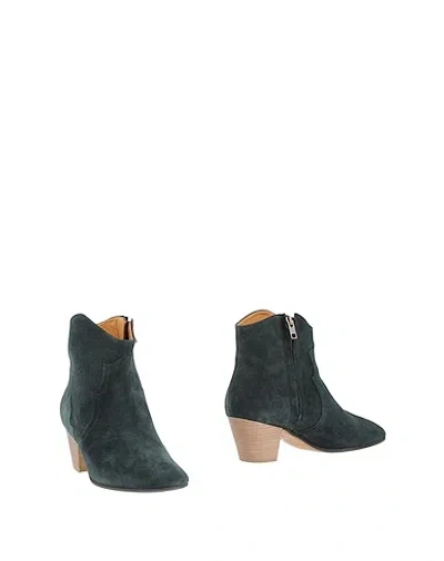 Isabel Marant Étoile Suede Denim Ankle Boots In Green