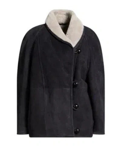 Isabel Marant Étoile Suede Lamb Wool Coat In Black