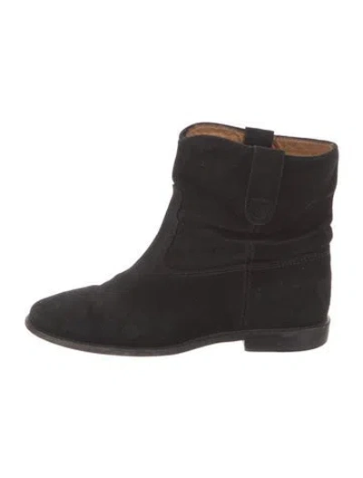 Pre-owned Isabel Marant Étoile Suede Leather Trim Embellishment Boots In Black