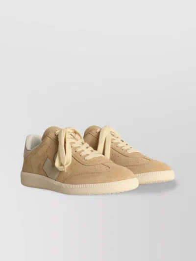 Isabel Marant Étoile Suede Sneakers With Contrast Heel Tab In Neutral