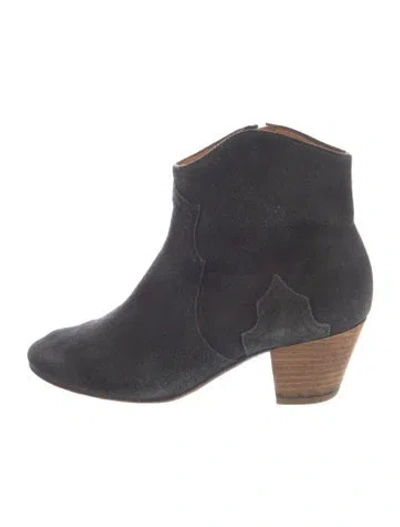 Pre-owned Isabel Marant Étoile Suede Western Boots In Blue