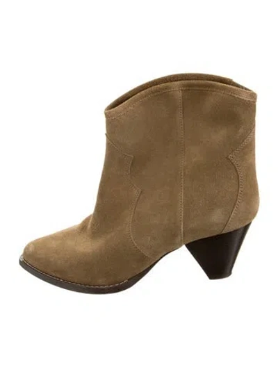 Pre-owned Isabel Marant Étoile Suede Western Boots In Brown/green