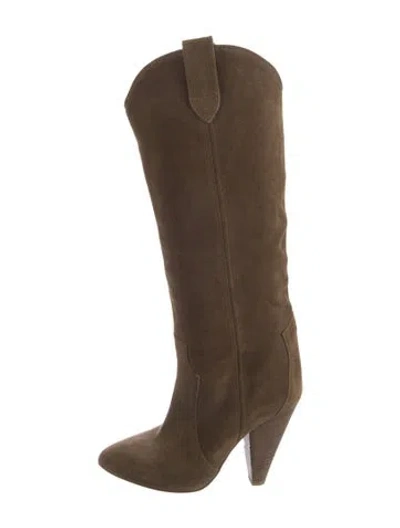 Pre-owned Isabel Marant Étoile Suede Western Boots In Green