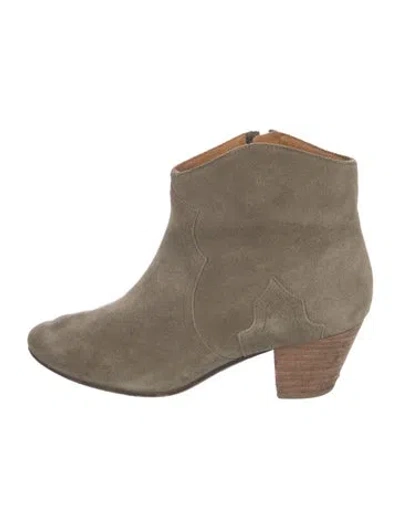 Pre-owned Isabel Marant Étoile Suede Western Boots In Green