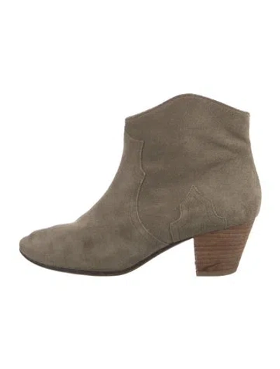 Pre-owned Isabel Marant Étoile Suede Western Boots In Green
