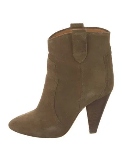 Pre-owned Isabel Marant Étoile Suede Western Boots In Green