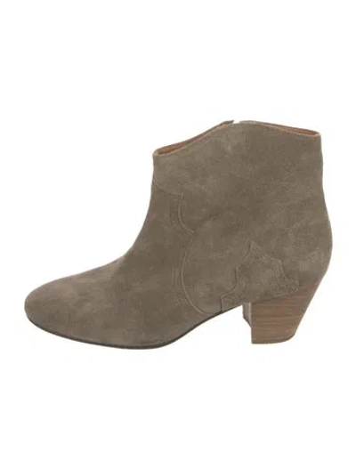 Pre-owned Isabel Marant Étoile Suede Western Boots In Green