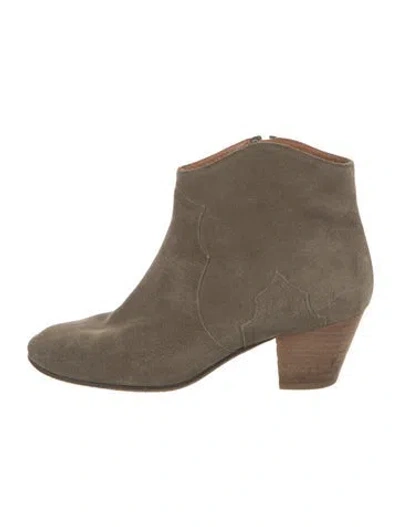 Pre-owned Isabel Marant Étoile Suede Western Boots In Green