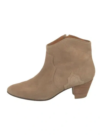 Pre-owned Isabel Marant Étoile Suede Western Boots In Neutral