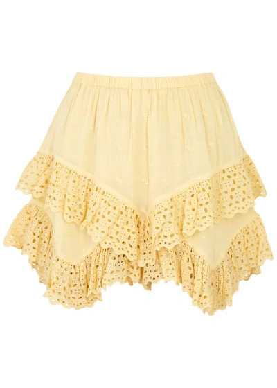 Isabel Marant Étoile Sukira Ruffled Cotton Mini Skirt In Yellow