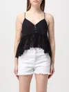 Isabel Marant Étoile Button Eyelet Peplum Top With Spaghetti Straps In Black