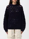 Isabel Marant Étoile Aurelia Blue Crewneck Swerater In Perforated Wool Blend In Blau