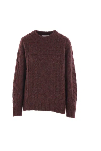 Isabel Marant Étoile Cable-knit Wool Sweater In Burgundy