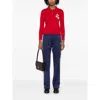 Isabel Marant Étoile Long Sleeve Ribbed Top With Embroidered Front In Red