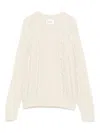 Isabel Marant Étoile Cable Knit Long Sleeve Crew Neck Top In Neutral