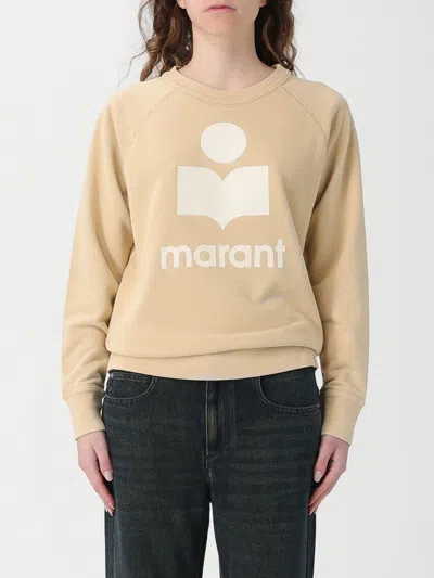 Isabel Marant Étoile Light Ochre Cotton Sweatshirt With Flocked Logo In Multi
