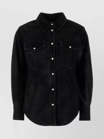 Isabel Marant Étoile Synthetic Leather Shirt Featuring Chest Pockets In Black