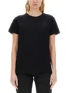Isabel Marant Étoile Black Crewneck T-shirt With Logo Embroidery In Cotton Woman Isabel Marant Etoile