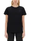 Isabel Marant Étoile Black Crewneck T-shirt With Logo Embroidery In Cotton Woman Isabel Marant Etoile In Black