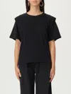 Isabel Marant Étoile Zelitos Shoulder Detail Crew Neck Top In Black