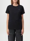 Isabel Marant Étoile Black Crewneck T-shirt With Logo Embroidery In Cotton Woman Isabel Marant Etoile In Schwarz