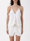 Isabel Marant Étoile Lightweight Embroidered V-neck Top With Scalloped Edges In White
