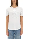 Isabel Marant Étoile Zewel Metallic Logo Slub Linen Graphic Tee In White