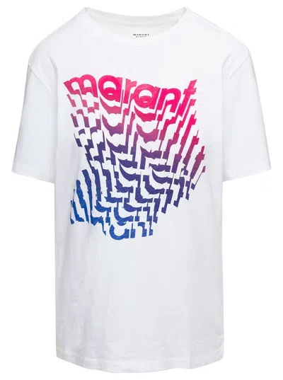 Isabel Marant Étoile White Crewneck T-shirt With Logo Print On The Chest In Cotton Woman