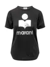Isabel Marant Étoile Zewel Metallic Logo Slub Linen Graphic T-shirt In Black