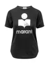 Isabel Marant Étoile Zewel Metallic Logo Slub Linen Graphic T-shirt In Black