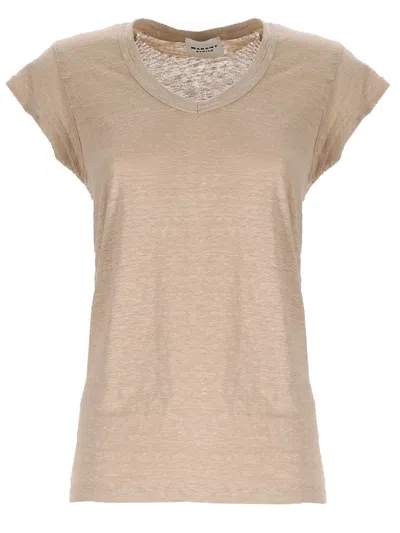 Isabel Marant Étoile Zankou Textured Linen Round-neck T-shirt In Neutral