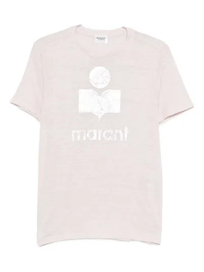 Isabel Marant Étoile Shiny Logo Crew Neck Short Sleeve Top In Neutral
