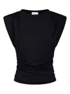 Isabel Marant Étoile Fitted Black Top With Gathered Shoulders And Ruched Sides In Black