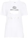 Isabel Marant Étoile Zewel Metallic Logo Slub Linen Graphic Tee In White